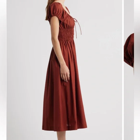 NWT DOEN Quin organic cotton poplin maxi dress in amberwood XL - Picture 4 of 9